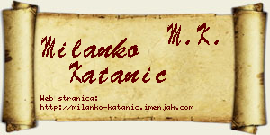Milanko Katanić vizit kartica